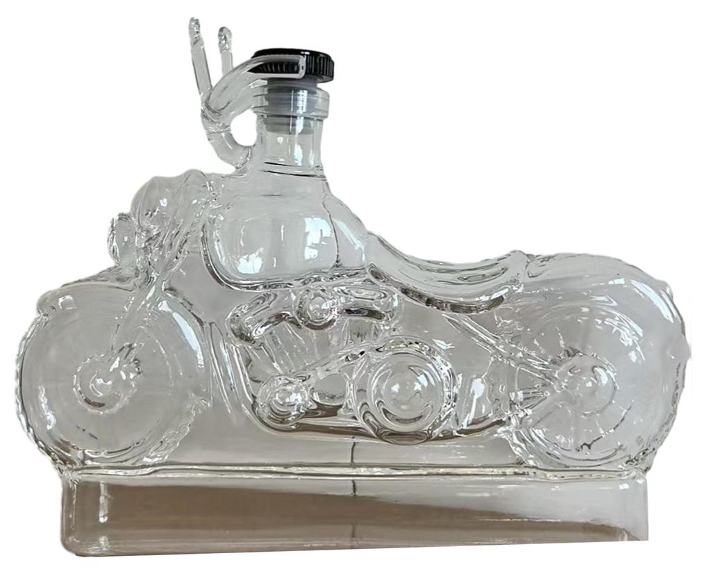 Weinkaraffe in Motorradform mit stabilem Standfuß, leicht zu öffnendem Verschluss, Vintage-Kunst, Partydekoration, Weinaccessoires