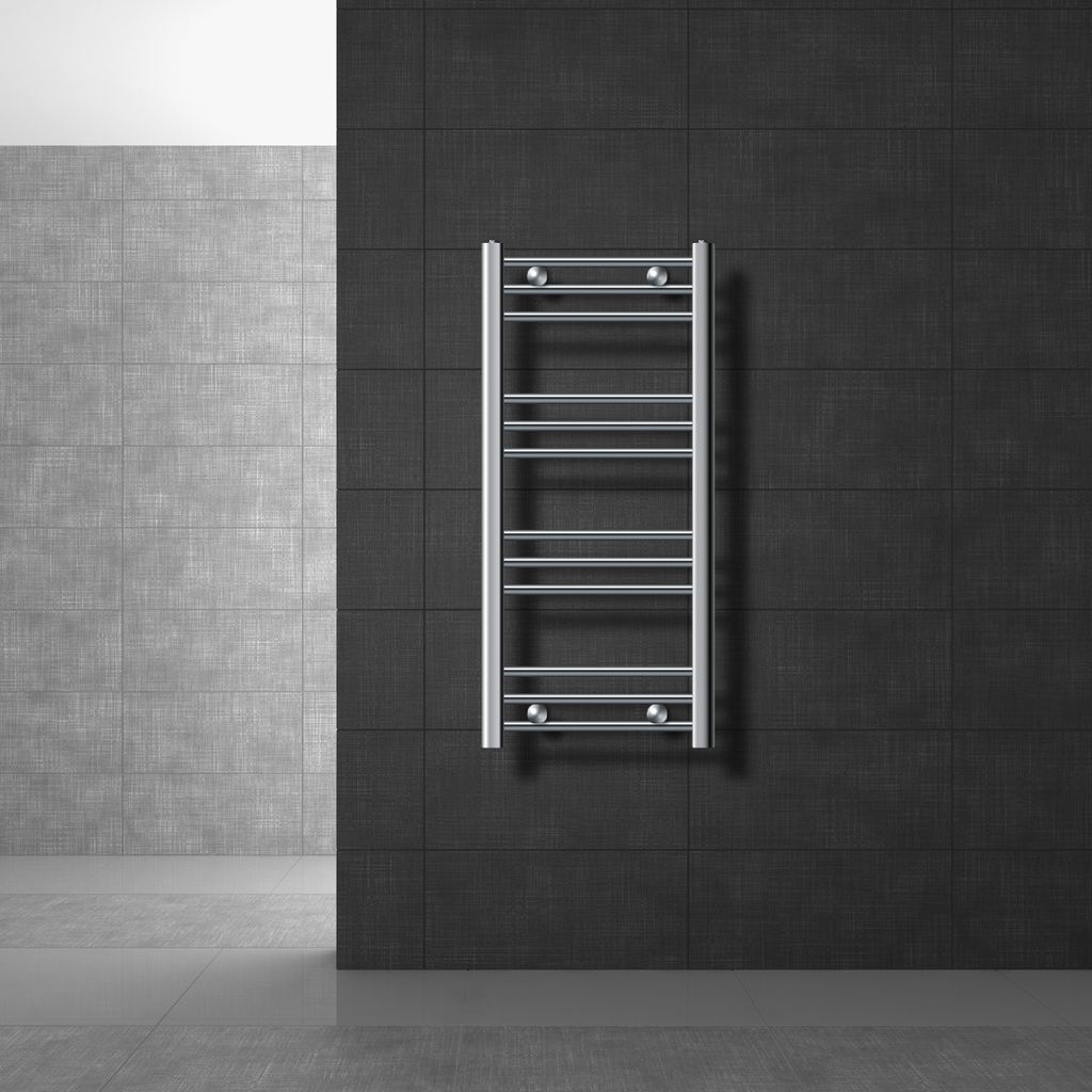 LuxeBath Badheizkörper Sahara, 400x800 mm, Chrome, gerade mit Seitenanschluss, ohne Heizstab