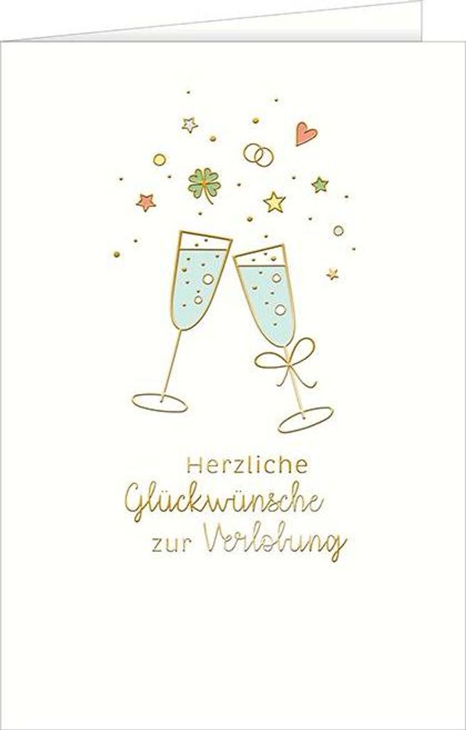 Verlobung Glückwunschkarte mit BriefumschlagSektgläser Produktbild 