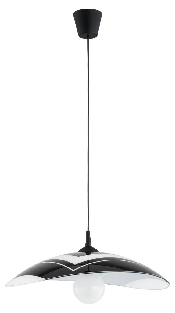 Suspension CZANI Noire Alfa avec Abat-jour Motif Blanc 1xE27 90x43cm