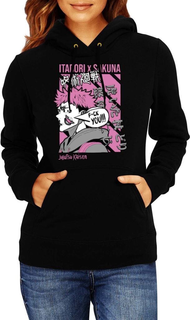 Damen Kapuzenpullover Japan Manga Comics Anime Jujutsu Anime Manga Kaisen Itadori Sakuna Var-012 Itadori Sakuna, Lady L / Schwarz