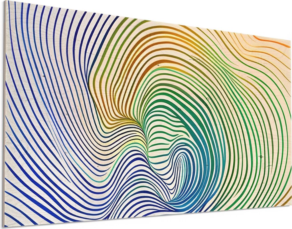 DEQORI Holzbild 100x50 cm 'Regenbogenspirale' Bild auf Holz Wandbild Kunstdruck