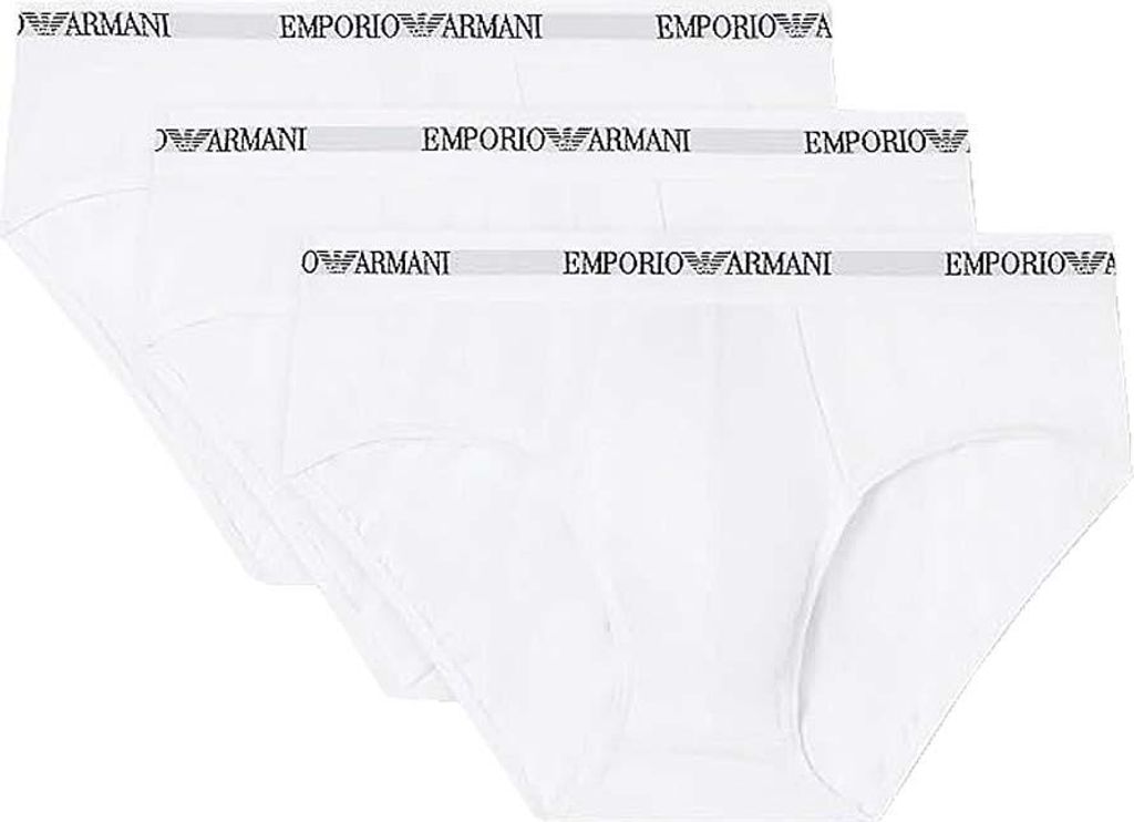 EMPORIO ARMANI Herren Slips Briefs 3er Pack Baumwolle Elasthan Farbe Weiß Größe M AF14131 EM000391