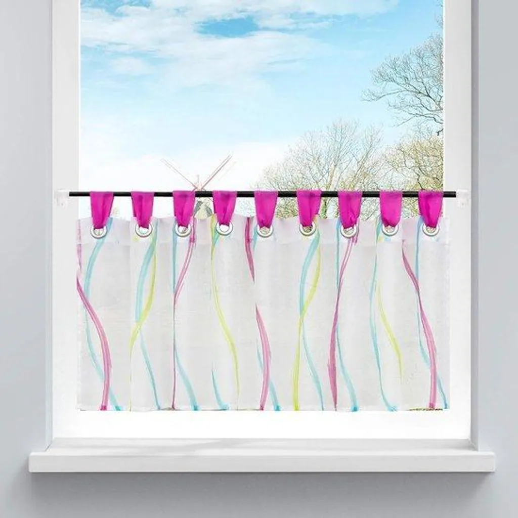 Brise-bise de cuisine voile transparent blanc 45x90 cm textile souple