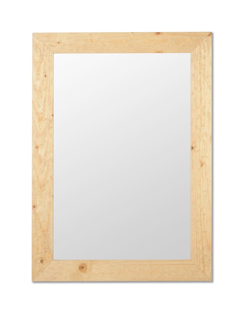 MO.WA Wandspiegel mit Rahmen aus Massivholz, 51 x 71 cm, rustikales natürliches Finish. Italy. Schlafzimmerspiegel, Badezimmer, Flurspiegel, W