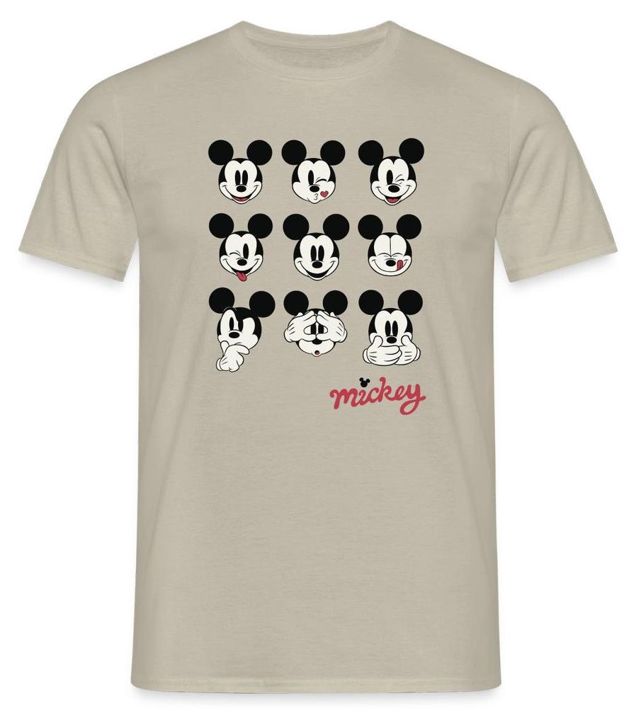 Mickey & Minnie Mickey Mouse Gesichtsausdrücke Männer T-Shirt, M, Sandbeige