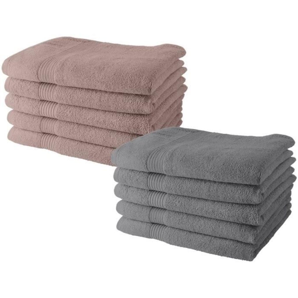 Handtücher Set 10 Stück, 50x90 cm, 100% Baumwolle, Sandrosa und Stahl