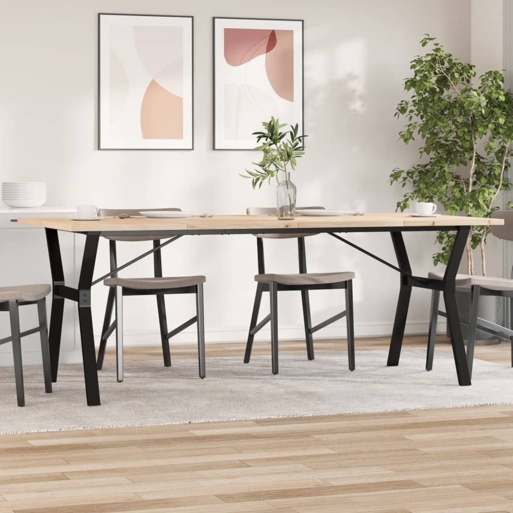 (NEU 2026) Esstisch Y-Gestell 200x100x75,5cm Massivholz Kiefer & Stahl - Esstische - 41.38 kg