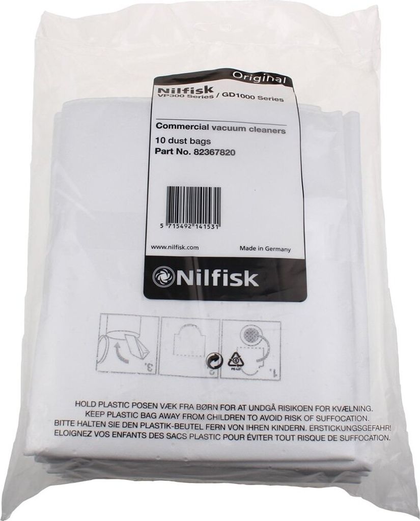 NILFISK - Staubsaugerbeutel  10L -10 PCS - VP300 - Business Produktbild 