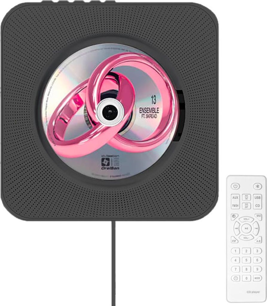 Avizar, Wand‐CD‐Player Cancale mit Bluetooth, FM & Fernbedienung, Schwarz