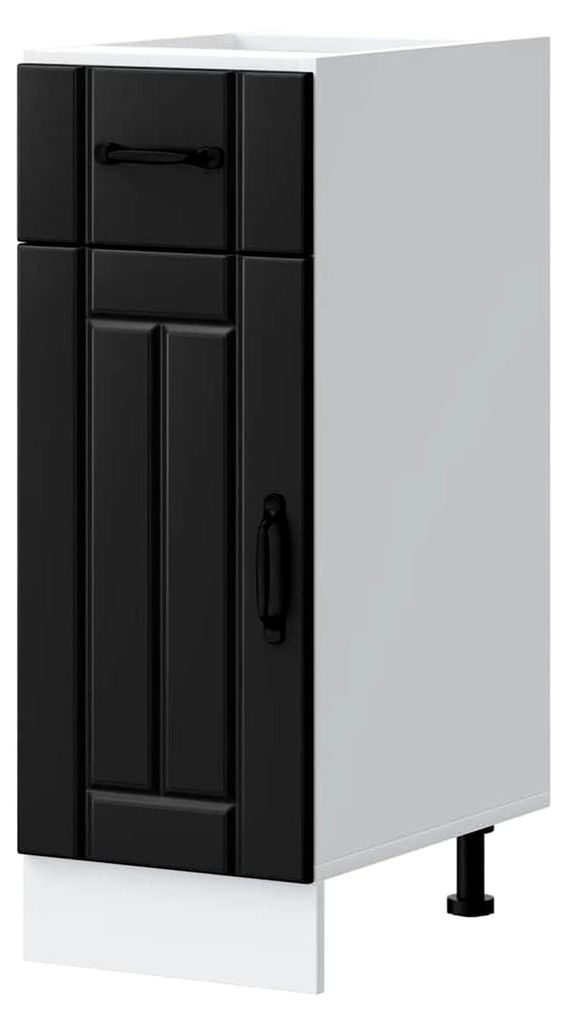 Küchenunterschrank Lucca Schwarz Holzwerkstoff, Spülenunterschrank, Küchenschrank, Lagerschrank, Unterschrank für die Küche