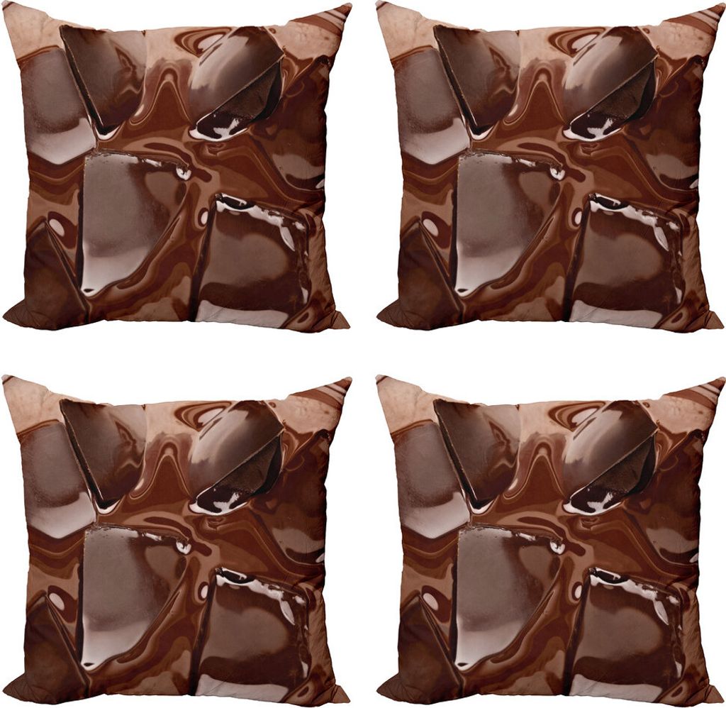 ABAKUHAUS Schokolade Kissenbezug Set (4 Stück), Melting Praline, Moderner Doppelseitiger Digitaldruck, 40 cm x 40 cm, Dunkelbraun