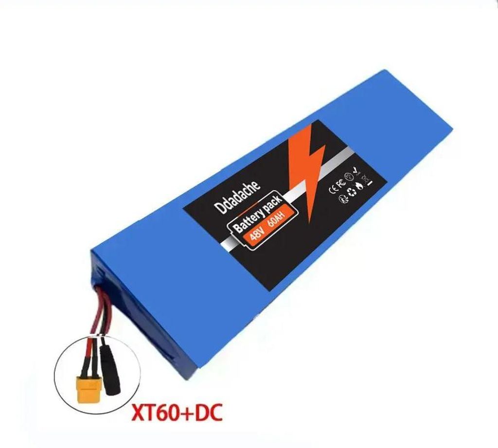 48V Li-Ion Akku-Pack - 13S4P - 60000mAh Kapazität - Integriertes BMS - XT60- und DC-Anschluss - Für E-Scooter/E-Bike
