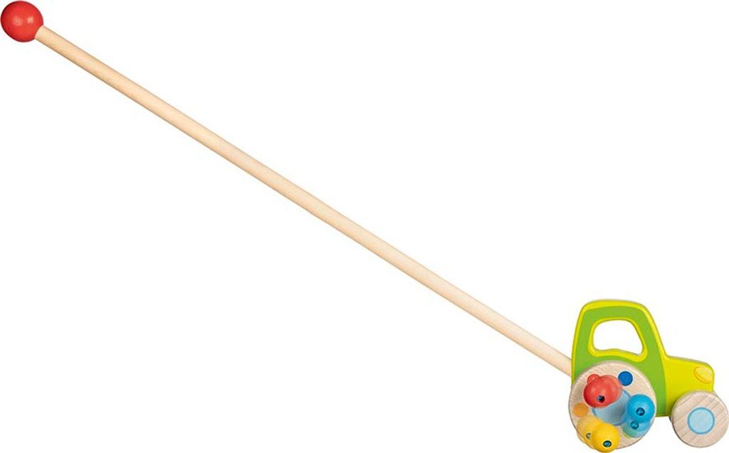 GOKI Dřevěné tlačné vozidlo Traktor s korálky Clacker Obrázek produktu 