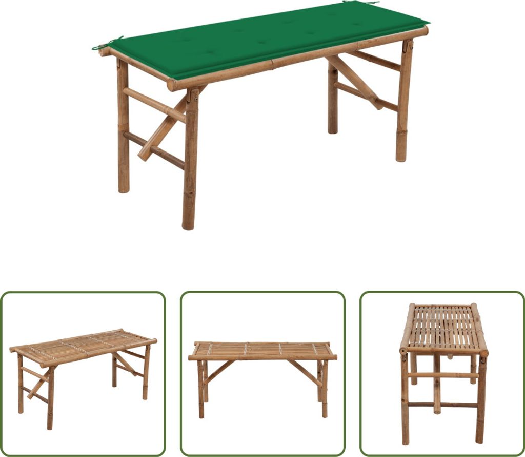 The Living Store Klappbare Gartenbank mit Auflage 118 cm Produktbild 