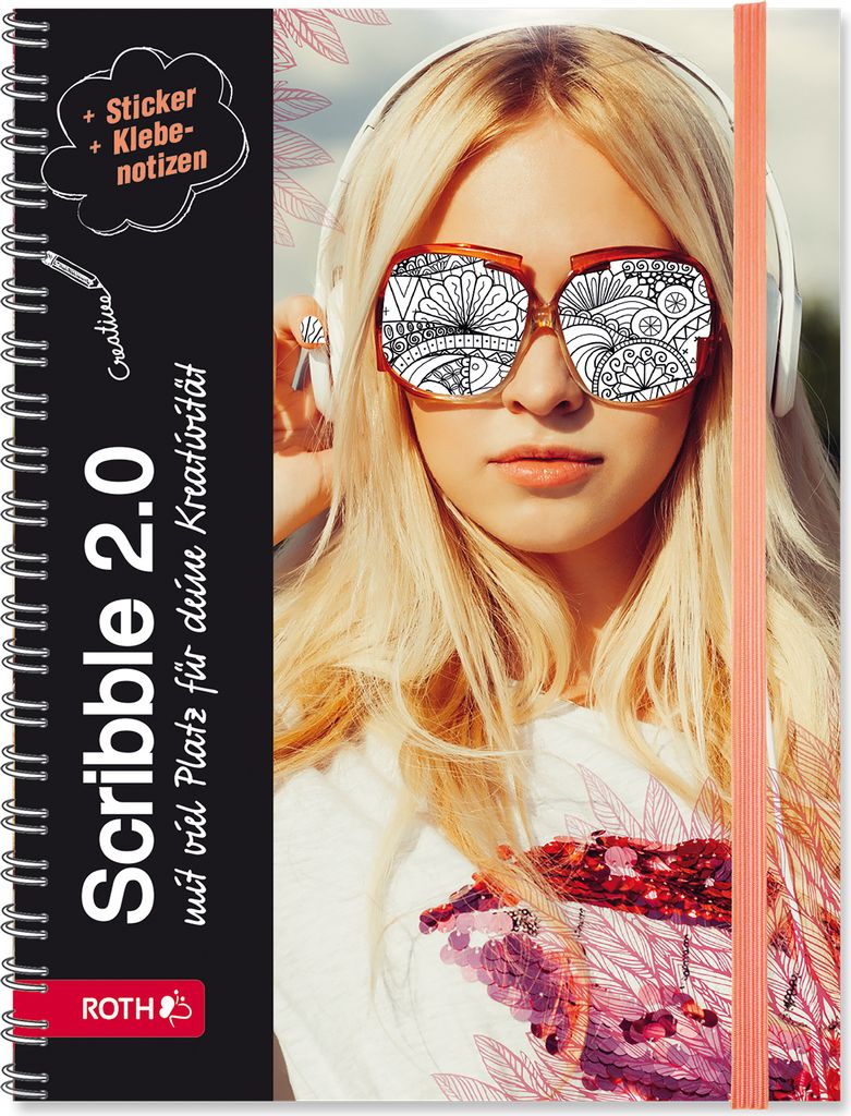 ROTH Scribble Timer "Girl", 15,7x21,2 cm, Wire-O-Bindung, 1 Woche 2 Seiten, mit Gummiband und Stickerbogen