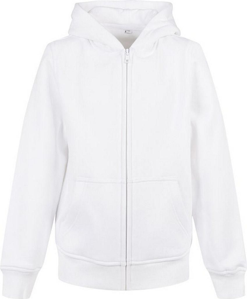Build Your Brand - "Basic" Hoodie mit durchgehendem Reißverschluss für Kinder RW8949 (146-152) (Weiß)