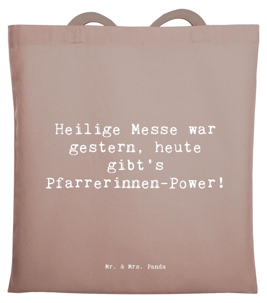 Mr. & Mrs. Panda Tote Bag Spruch Pfarrerinnen Power - Braun Pastell - Geschenk, Stolz, kreative Geschenke, Barmherzigkeit, Inspiration, Baumwolltas...