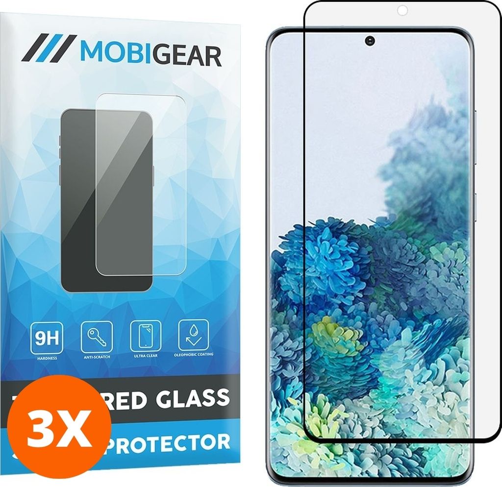 Mobigear Curved 9.98 Samsung Galaxy S20 Plus Panzerglas Gehärtetes Glas Displayschutz - Hüllenfreundlich - Schwarz (3er Pack)