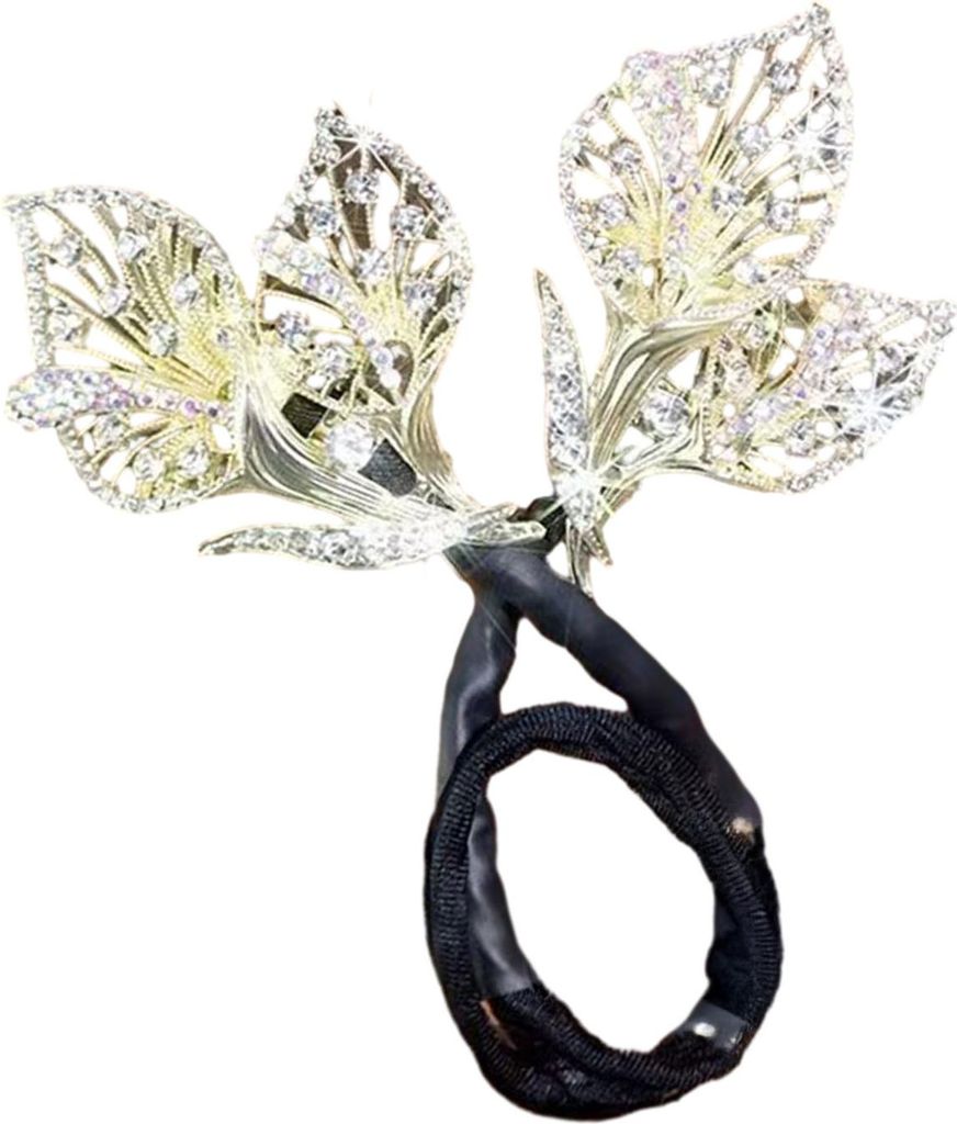 Haarspange Pfau Phönix Calla Form Glänzende Strasssteine eingelegte Haarkralle Handbestickter Duttmacher