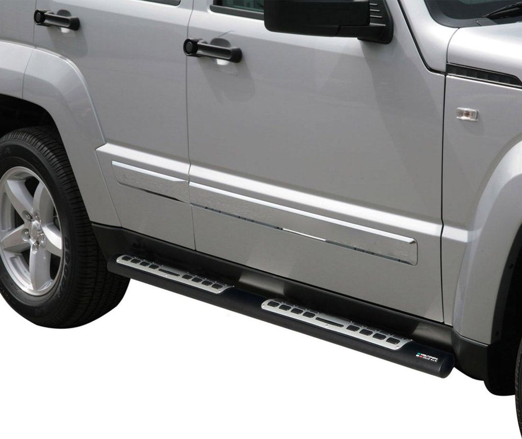 Edelstahl Seitenschweller Schwellerrohre für Jeep Cheeroke 2008-2013 Schwarz