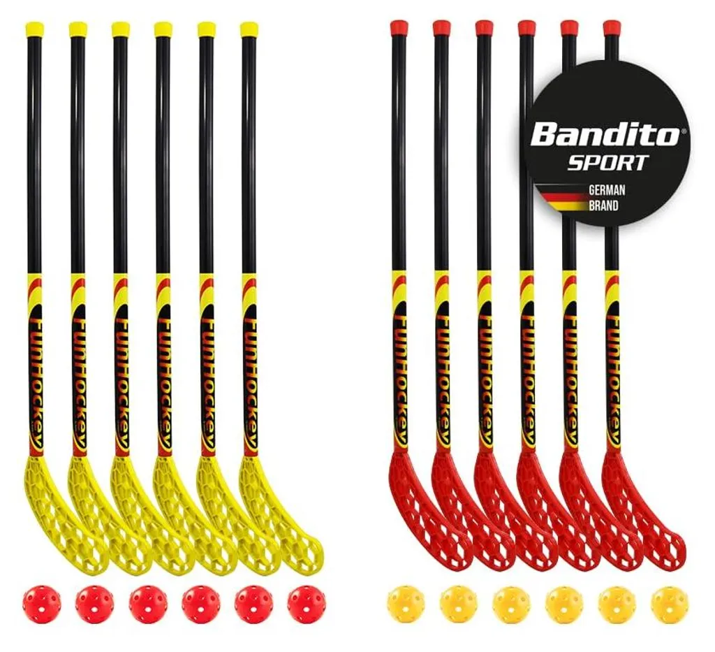 Bandito FunHockey Set de crosses de Floorball économique rouge et jaune
