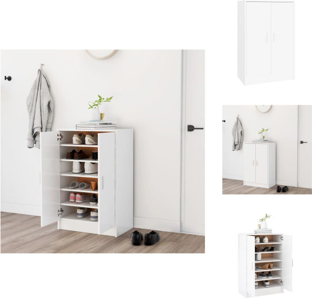 vidaXL Schuhschrank Weiß 60x35x92 cm Holzwerkstoff - Schuhregale & -schränke