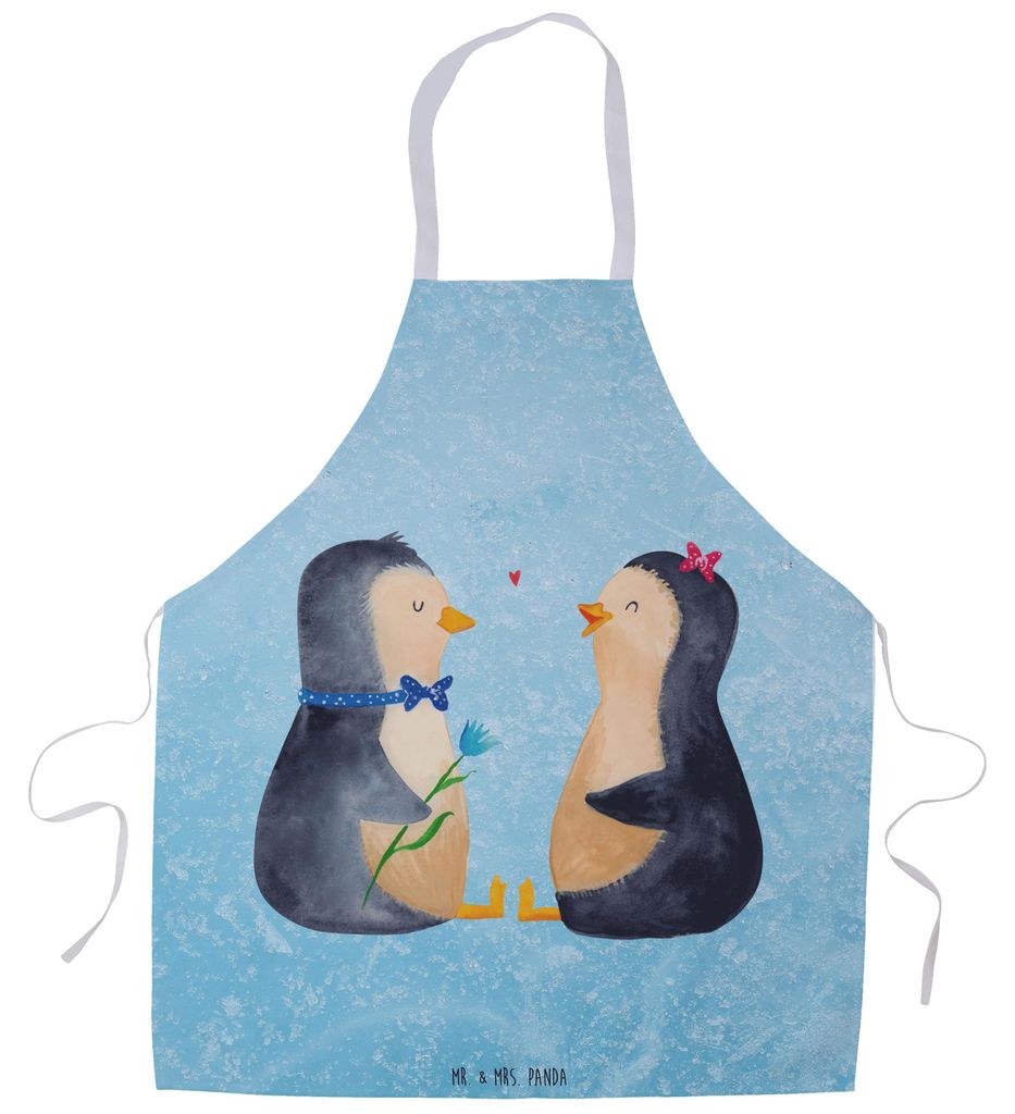 Mr. & Mrs. Panda Schürze Pinguin Pärchen - Eisblau - Geschenk, Liebe, Hochzeit, Kochschürze, Küchenschürze, Kellner-Schürze, Verknallt, Hochz...