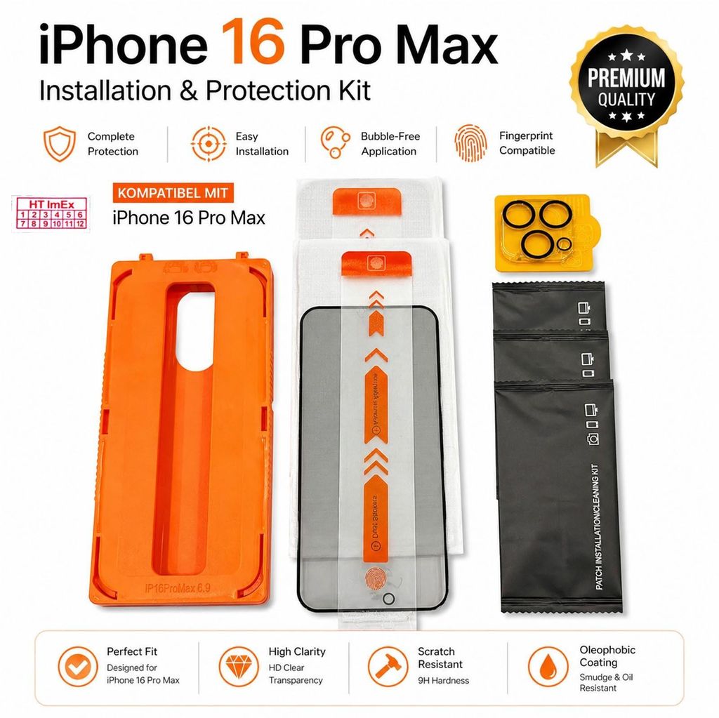 3-Pack Anti-Spy Screen Protector for iPhone 16 Pro Max + Camera Lens Cover + Tool Kit
