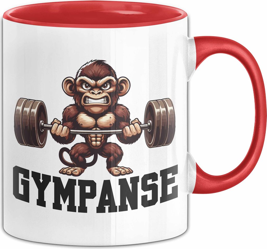 Gympanse Tasse Fitness Gym Affe Schimpanse Bodybuilding (Rot)