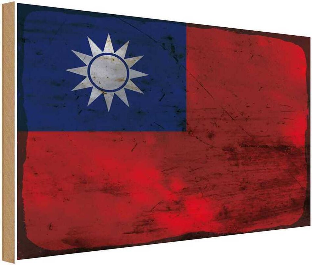 vianmo Holzschild 20x30 cm China Taiwan Rost Flagge Fahne Wappen