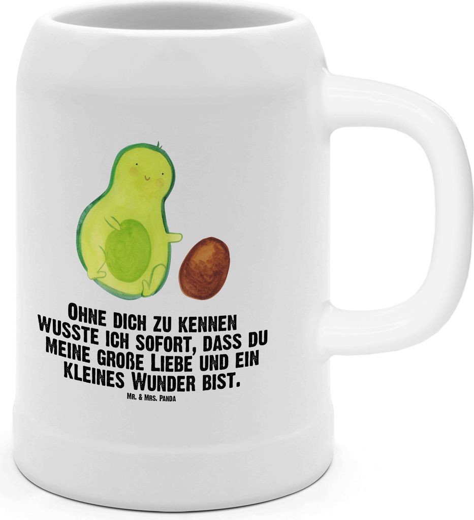 Mr. & Mrs. Panda Seidel Avocado Kern rollt - Weiß - Geschenk, Steinkrug, Tonkrug, Bier, Liebe, Geburtstag, Baby, Krug, Humpen, Avocados