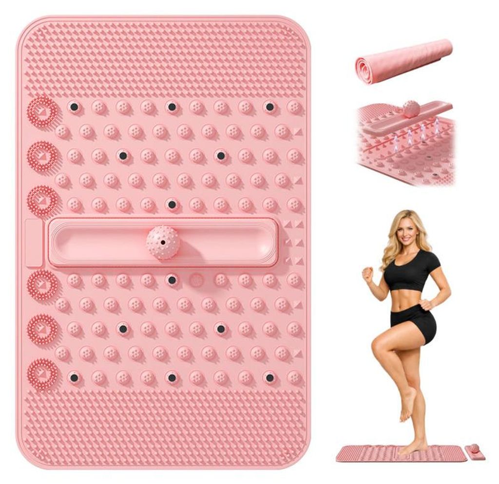 Akupressur Fußmassage Matte TPE, Reflexzonen Fußmatte mit Massageball, Anti-Stress Fußmassagegerät für Zuhause Büro & Faszienmassage