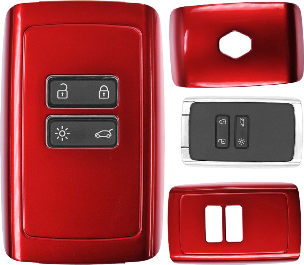 Auto Schlüssel Kunststoff Hülle ABS Plastik Schutz Cover Rot kompatibel mit Renault Megane Kadjar Clio Captur KEYLESS SMARTKEY CARD