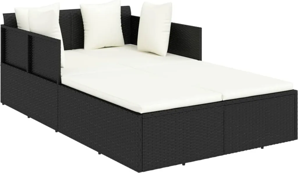 Chaise Longue Confortable en Poly Rotin Noir : Adieu Mal de Dos vidaXL