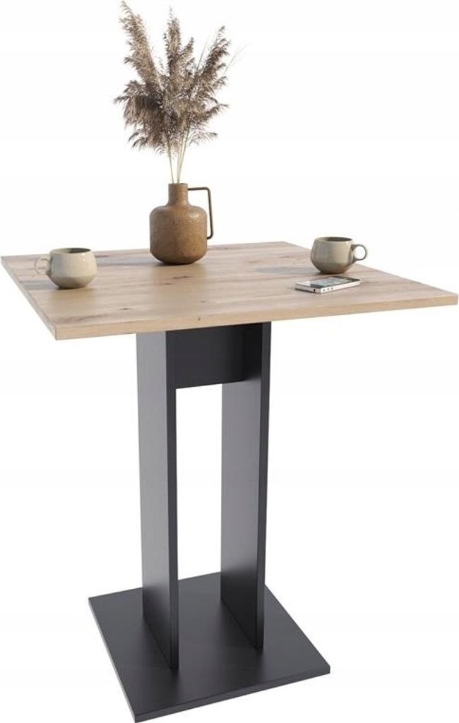 MATKAM Couchtisch JULA, H73,6 x B70 x T70 cm, Perfekt für Wohnzimmer, Hochwertige Laminatplatte, (Artisan Eiche-Schwarz)