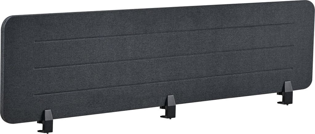 BELIANI Schreibtisch Trennwand Dunkelgrau Stoff PET Kunststoff 180 x 40 cm zum Klemmen Befestigungsklammern Schallschutz Sichtschutz Büro Home Office