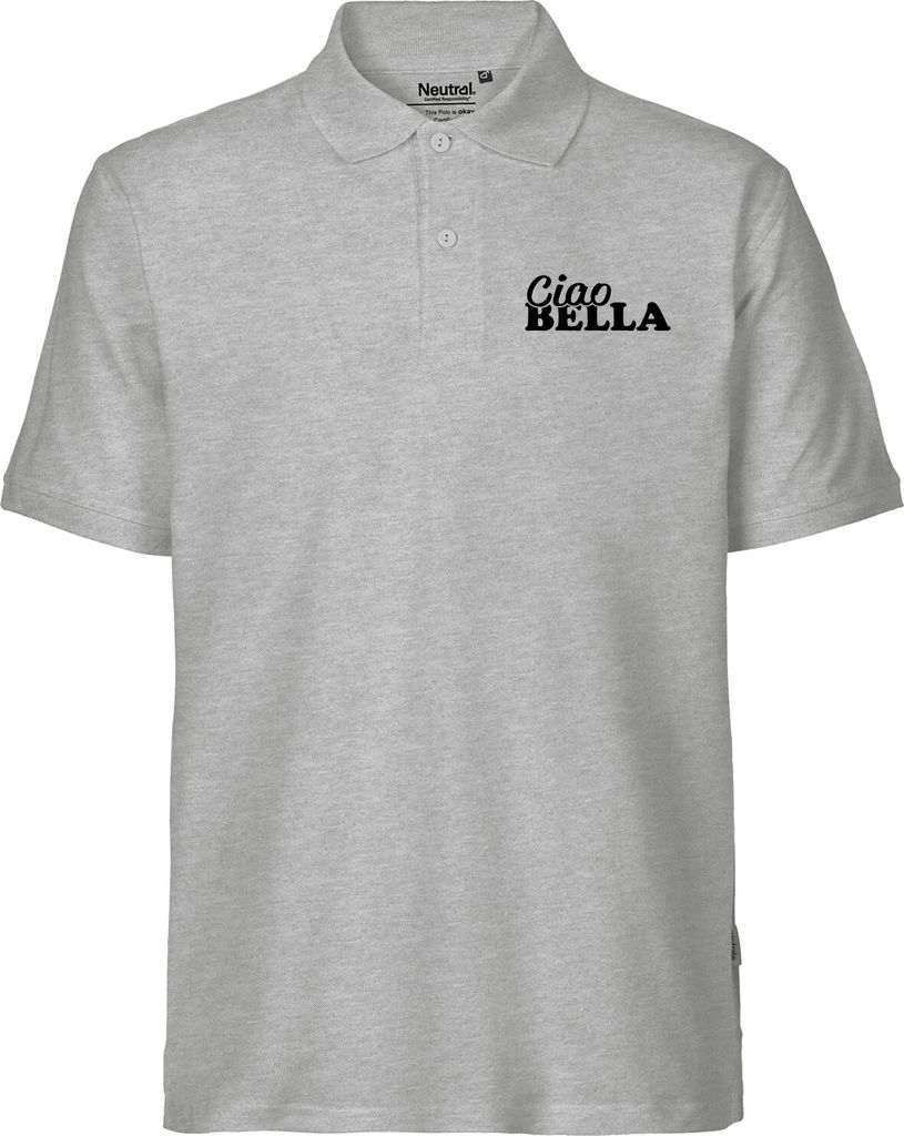 Huuraa Herren Polo Shirt Ciao Bella Italien S Sport Grey Bio Baumwolle Fairtrade Poloshirt Geschenkidee