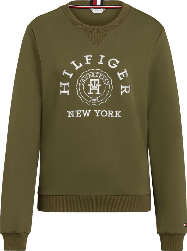 Tommy Hilfiger Eqestrian Damen Hoodie Evans Graphic Utility Olive, Größe:S