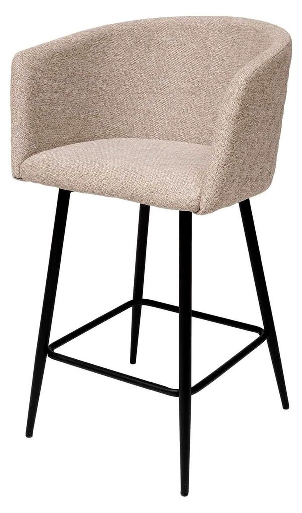 Barhocker Marlo Beige – Höhe 101 cm – Gesteppter Stoffbezug, Metallbeine, mit Armlehnen – Für Küche und Kücheninsel