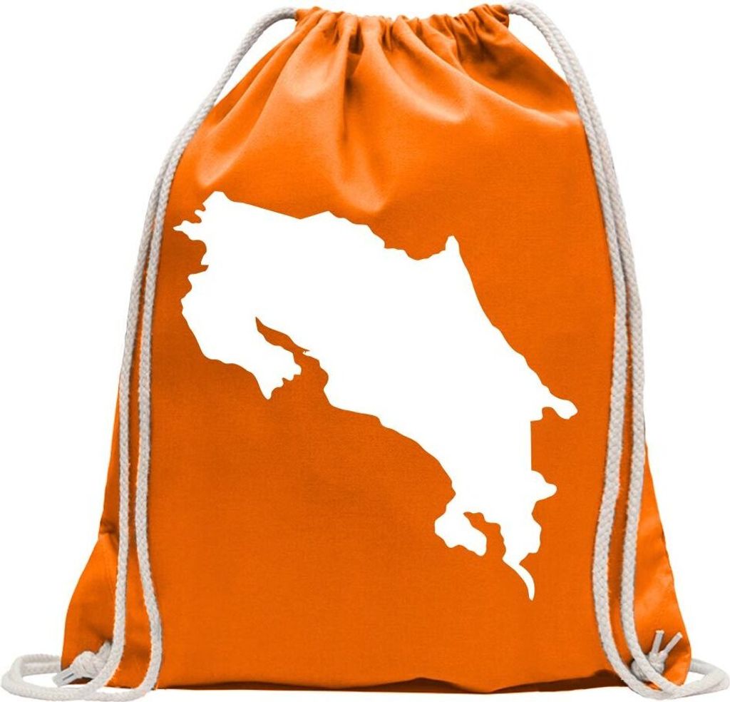 Kiwistar - Turnbeutel - mandarin - Costa Rica Umriss Kontur - Fun Rucksack Sport Beutel Gymsack Baumwolle mit Ziehgurt