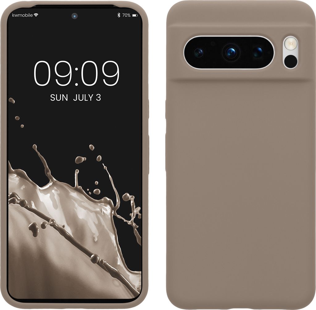 kwmobile Handyhülle für Google Pixel 8 Pro Hülle, für Pixel 8 Pro Case - Hülle Silikon - kabelloses Laden - Taupe