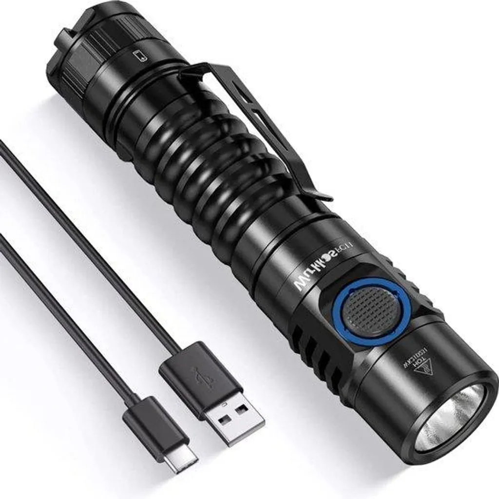 Lampe de poche rechargeable USB-C 1300 lumens avec 6 modes d'éclairage