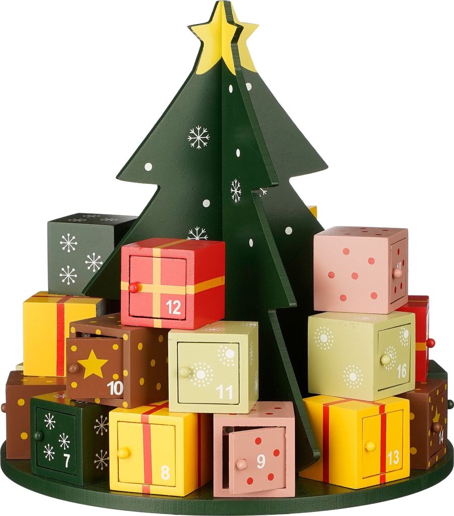 Mica Decorations Adventskalender - H30 x Ø28 cm - MDF - 100%- Mehrfarbig
