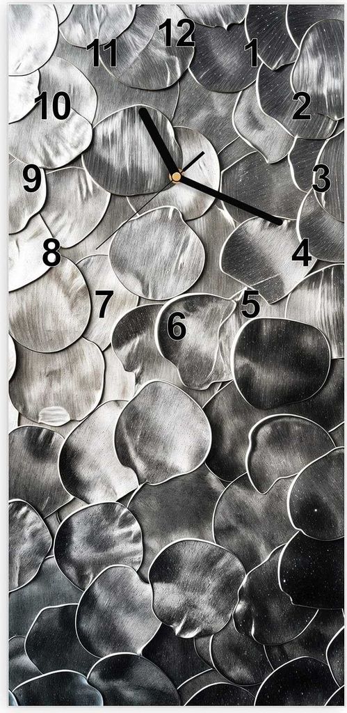 Wanduhr aus Glas mit Motiv Metallic Schuppen- 30 x 60 cm - inkl. Aufhängesystem