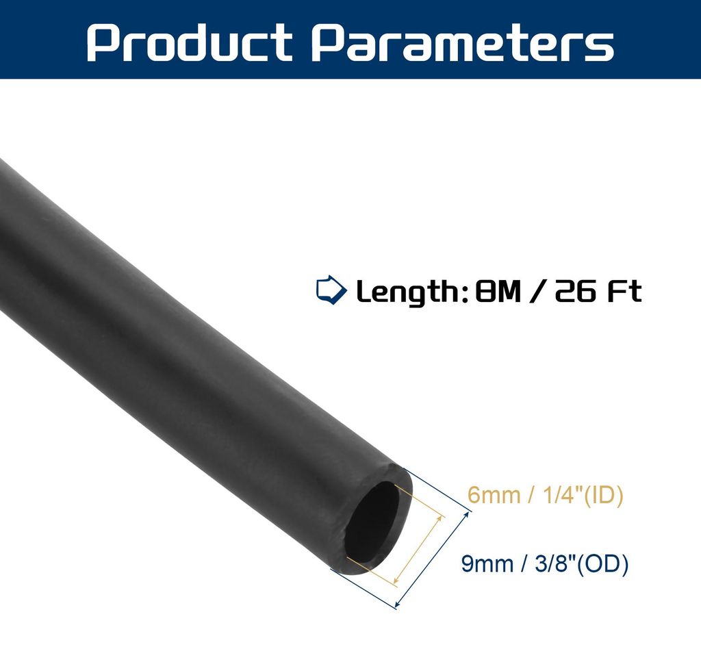 26 Ft(8M) Naturlatexschlauch, 1/4"(6mm) ID x 3/8"(9mm) OD Produktbild 