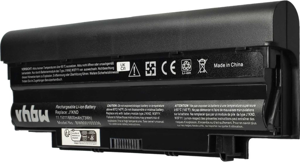 vhbw Akku kompatibel mit Dell Inspiron 14R-T510, 14R-N4110, 14R N4010D-258, 14R-N40140D, 14R-N4020, 14R-N4010R Notebook (6600 mAh, 11,1 V, Li-Ion)