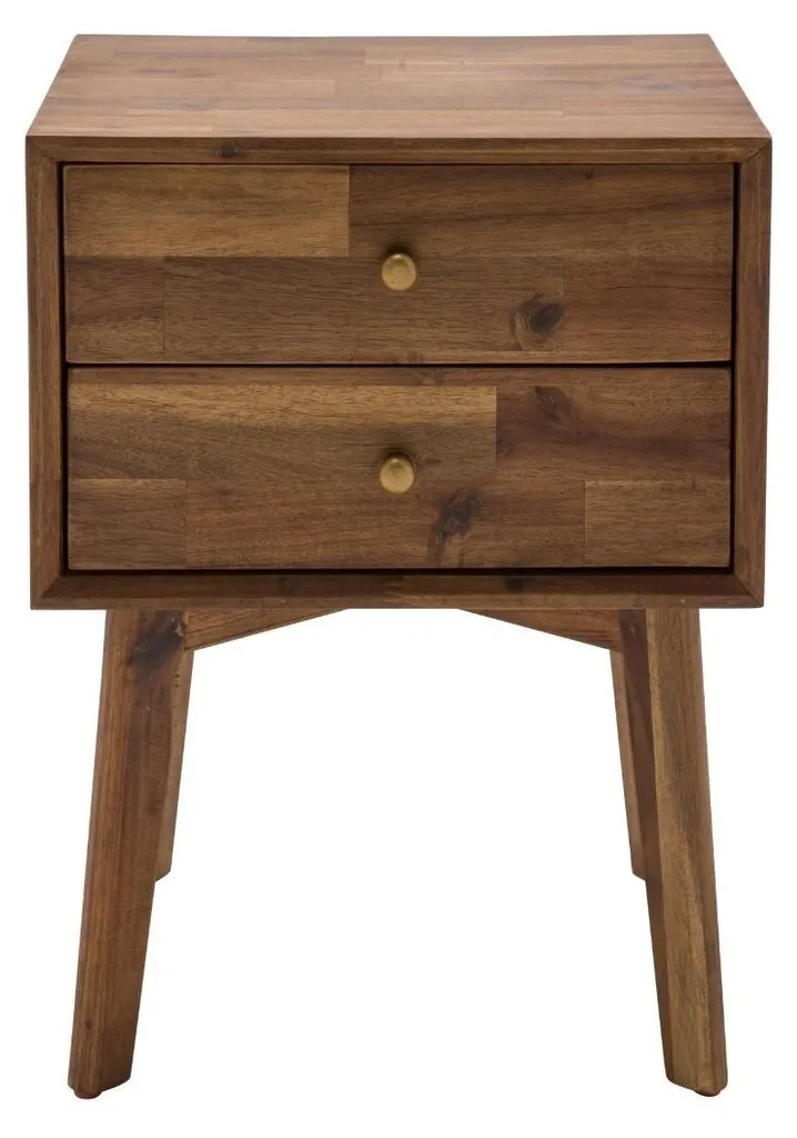 Table de chevet SIGNATURE PAUL en acacia massif avec 2 tiroirs - L45 cm