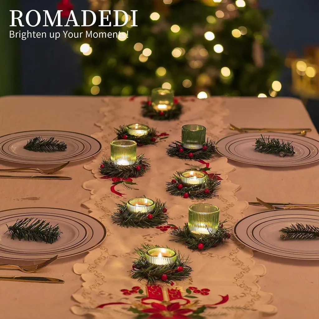 Supports Bougies Sécurisés pour Couronne de Noël en Verre - 8 Pièces - 4