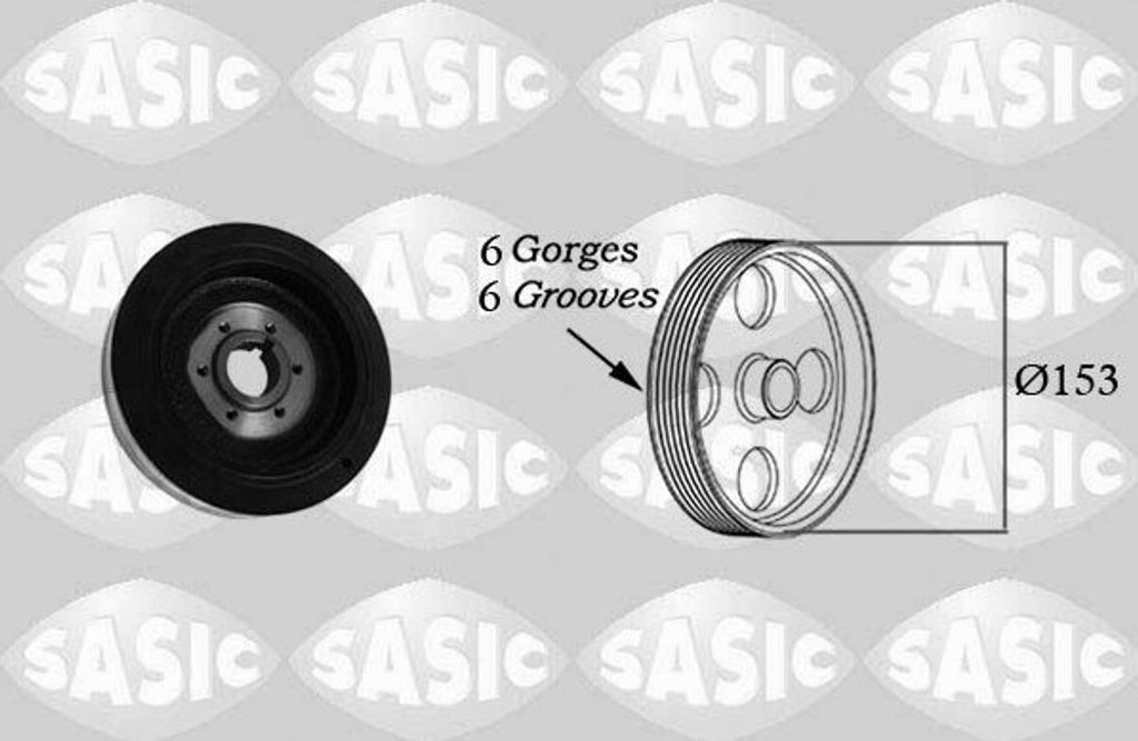SASIC 2150026 Riemenscheibe Kurbelwelle passend für PEUGEOT BOXER Kasten (244) 153mm